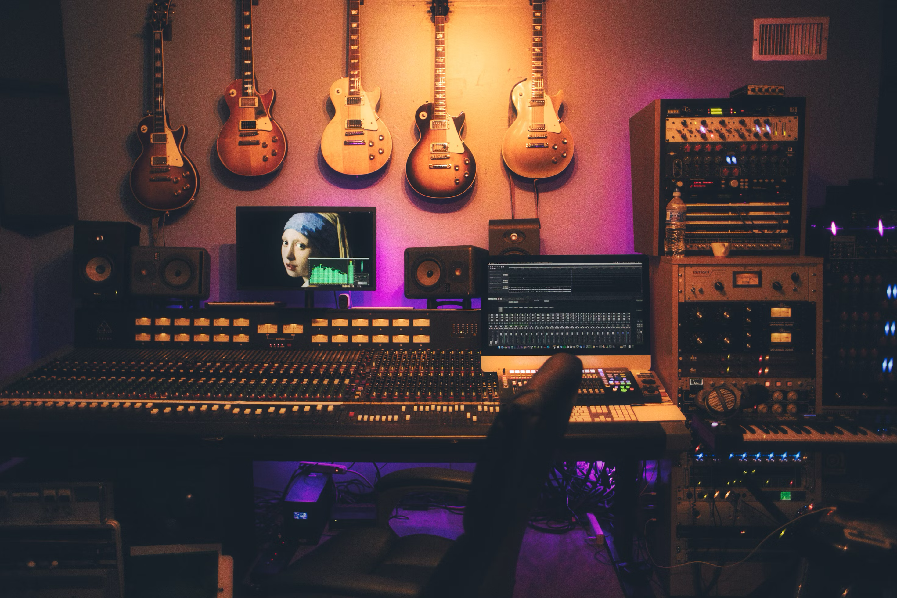 Cozy music production studio
