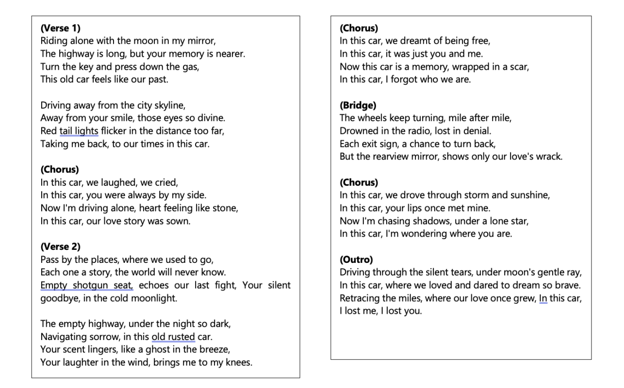 Staccato Lyric Output